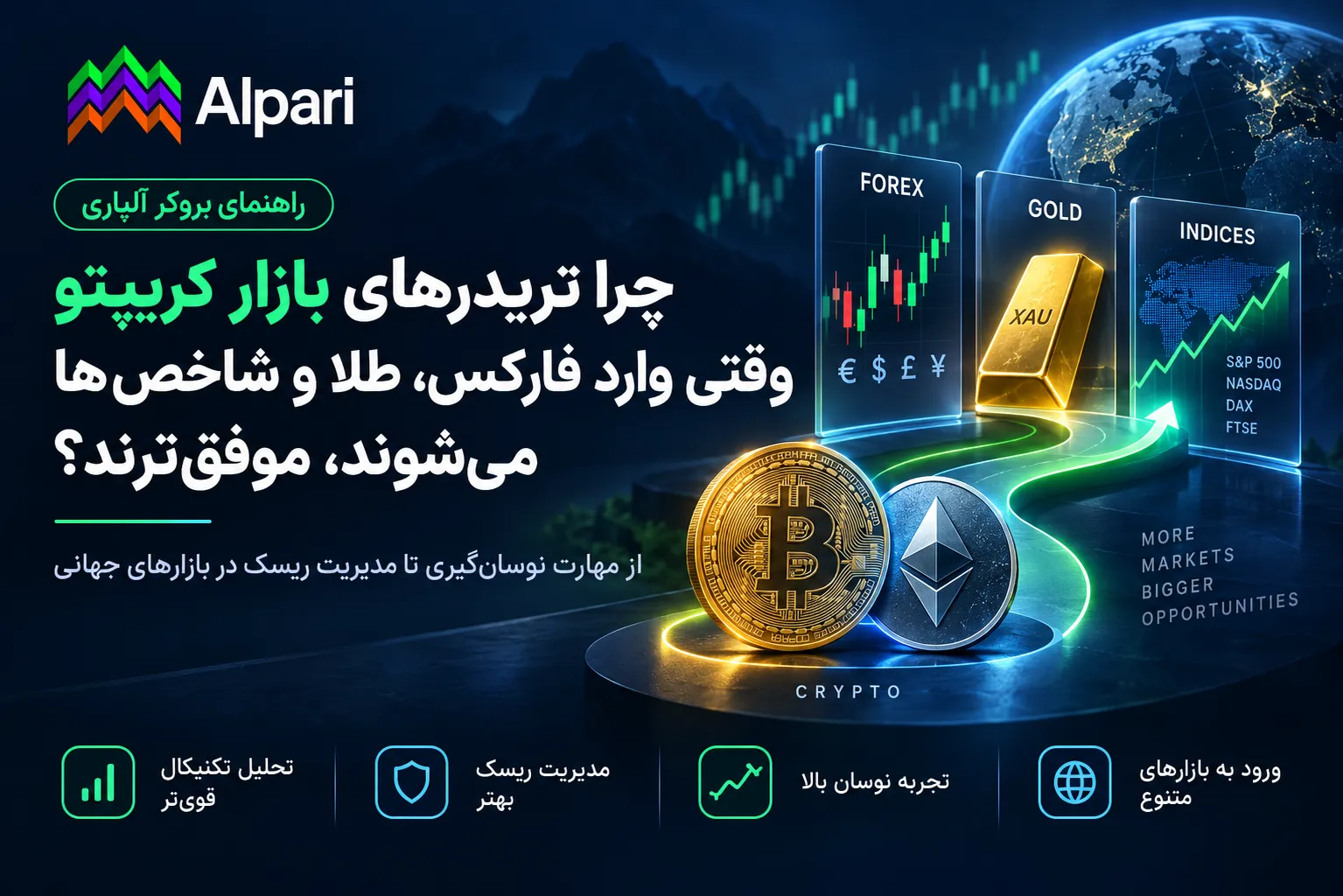 چرا تریدرهای بازار کریپتو وقتی وارد فارکس، طلا و شاخص‌ها می‌شوند، موفق‌ترند؟